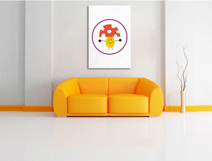 Pixxprint Süsser Pilz als Leinwandbild/Grösse: 100x70 cm/Wandbild/Kunstdruck/fertig bespannt 70x100,