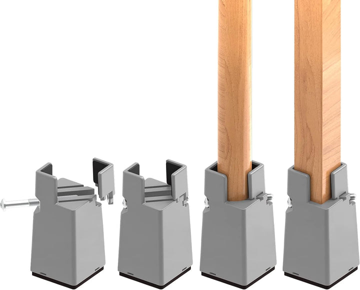RCHYFEED Verstellbare Betterhöhung Möbelerhöhung 10cm mit Schraubklemme, Gray Betterhöher 4 Zoll Sch
