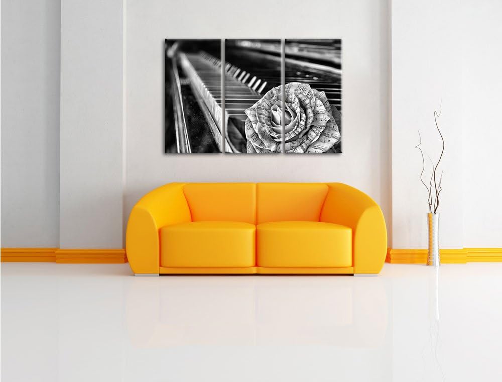 Pixxprint Noten neben Klavier als Leinwandbild/Grösse: 3 Teilig (120x80 cm) cm/Wandbild/Kunstdruck/f