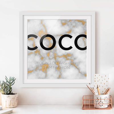 Bild mit Rahmen - Coco - I Don't do Fashion - Rahmenfarbe Weiss, 50 x 50 cm 50cm x 50cm Weiss, 50cm