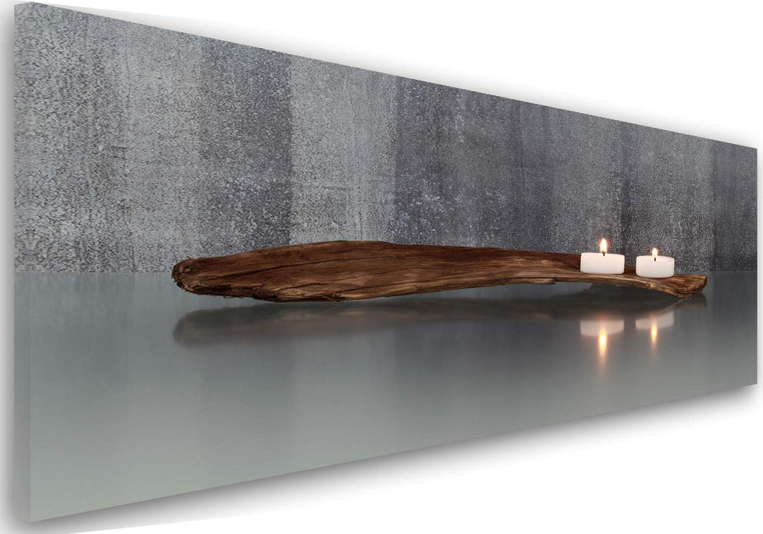 Feeby Bilder Kerzen Holz 150x50 cm Wohnzimmer Schlafzimmer Büro Flur Küche Wandbilder Modern Bild au
