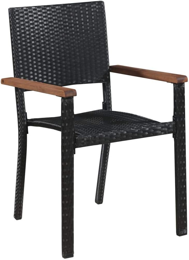 Tidyard Garten-Essgruppe 5-TLG. inkl 1 Vintage-Esstisch + 4 Stühle, aus Polyrattan und Massives Akaz