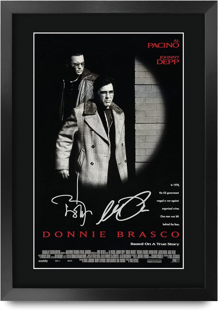 HWC Trading Donnie Brasco A3 Gerahmte Signiert Gedruckt Autogramme Bild Druck-Fotoanzeige Geschenk F