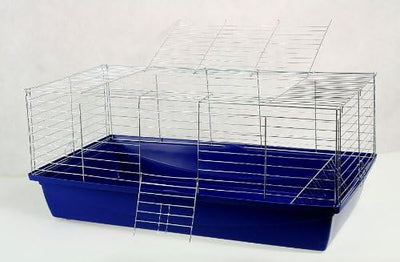 Interzoo Nagerkäfig,Hasenkäfig,Meerschweinkäfig,Käfig,Rabbit,Zwergkaninchen ca. 100x54x43cm blau jet
