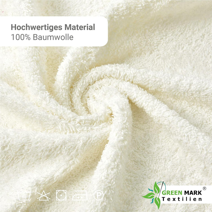 NatureMark 8er Spar-Pack Frottier Handtücher, 50 x 100 cm, 100% Baumwolle (Natur weiss)