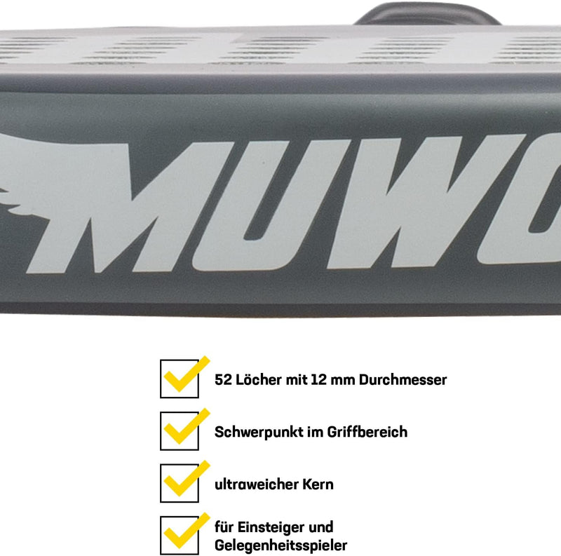 MUWO Sevilla Toledo Salamanca Bilbao Padelschläger für Padel-Tennis. Mit ultraweichem Eva-Kern, Fibe