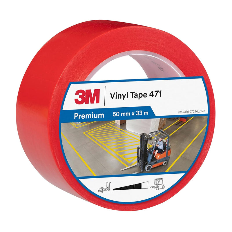 3M 471 Hochwertiges Weich-PVC-Klebeband, 50 mm x 33 m, Rot Rot 50mm x 33M Langfristig hohe Sichtbark