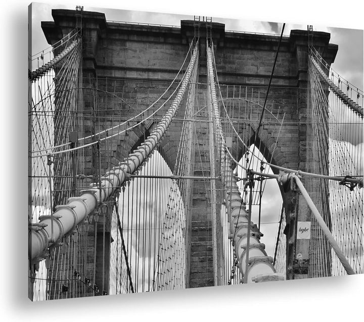 deyoli Brooklyn Brücke in Manhattan im Format: 80x60 als Leinwandbild, Motiv fertig gerahmt auf Echt