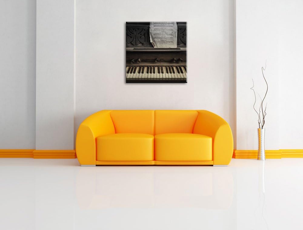 Pixxprint Klavier mit Notenblatt als Leinwandbild/Grösse: 70x70 cm/Wandbild/Kunstdruck/fertig bespan