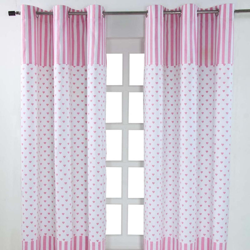 Homescapes Kindervorhang Mädchen Kinderzimmer Ösenvorhang Dekoschal Hearts 2er Set pink weiss 137 x