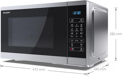 SHARP YC-MG252AE-S Mikrowelle mit Grill (Mikrowelle: 900W, Grill: 1000W, 11 Leistungsstufen, Auftauf