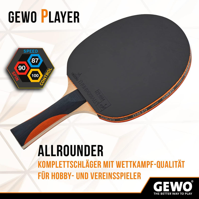 GEWO Tischtennisschläger Player - ITTF genehmigter Tischtennis Schläger - hohe Kontrolle und maximal