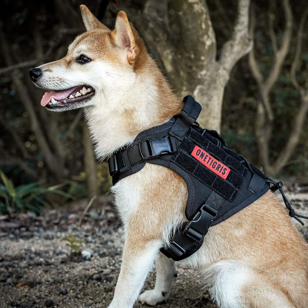 OneTigris Fire Watcher 2.0 Molle Hundegeschirr mit Griff und Schnalle aus Metall M Schwarz, M Schwar