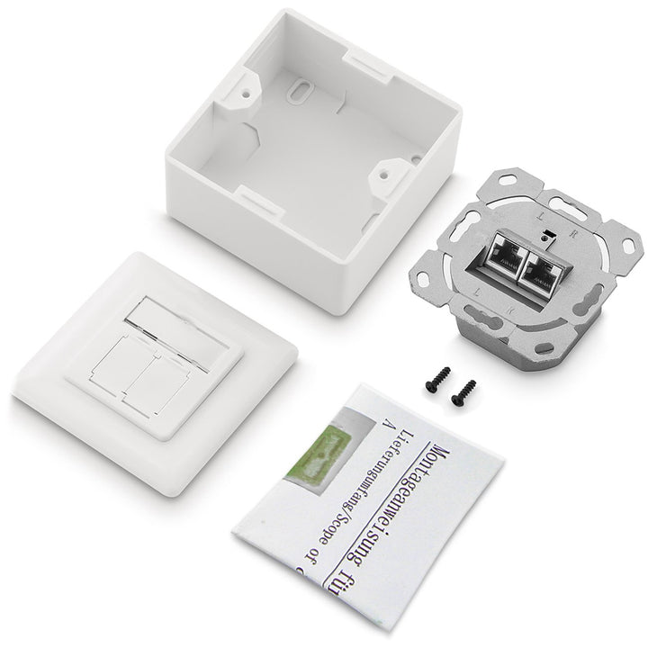 deleyCON 10x CAT6 Universal Netzwerkdose - 2x RJ45 Port - Geschirmt - Aufputz oder Unterputz - 1 Gig