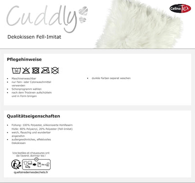 CelinaTex Cuddly Dekokissen 80 x 80 cm grau Langhaar Zierkissen dekoratives Fellimitat Sofakissen Ku