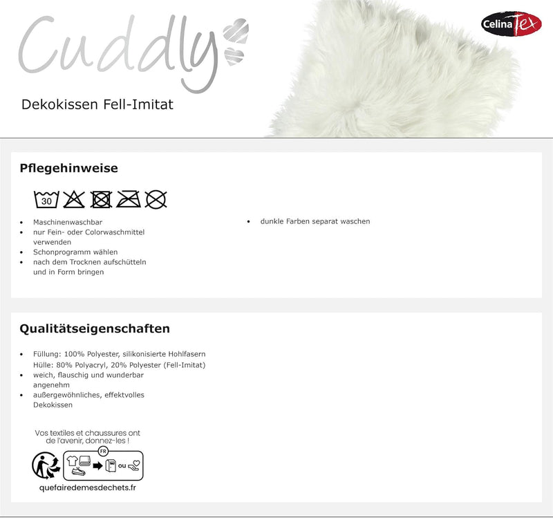 CelinaTex Cuddly Dekokissen 80 x 80 cm grau Langhaar Zierkissen dekoratives Fellimitat Sofakissen Ku