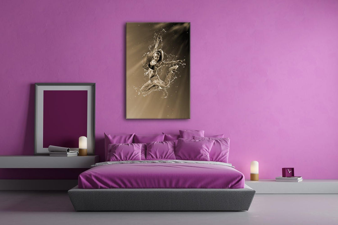 deyoli stylisher Tanz im Wasser Format: 80x60 Effekt: Sepia als Leinwand, Motiv fertig gerahmt auf E
