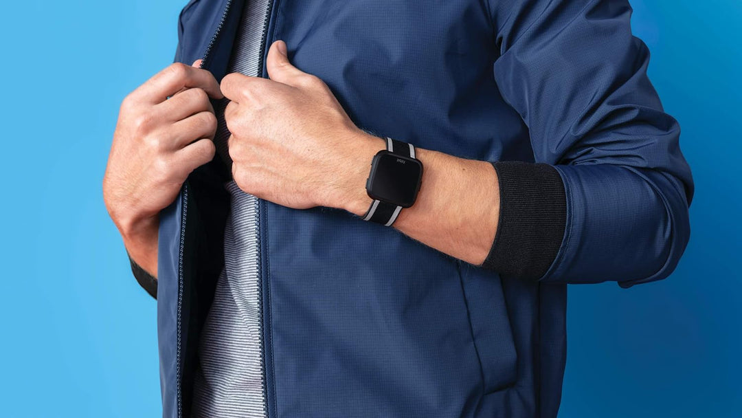 Fitbit Versa/Versa Lite, klassisches Accessoire-Band Gewebtes Band L Black/Gray, Gewebtes Band L Bla