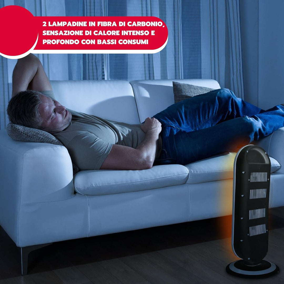 ARDES - AR4B01 Oszillierender Kohleheizer TIZZO 900W, Kohleheizer mit geringem Verbrauch, elektrisch