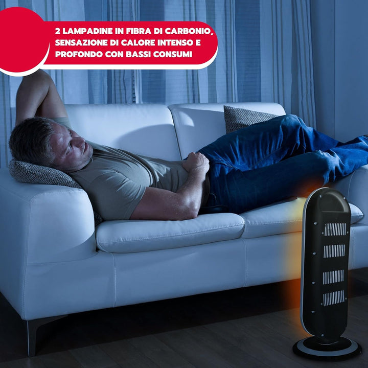 ARDES - AR4B01 Oszillierender Kohleheizer TIZZO 900W, Kohleheizer mit geringem Verbrauch, elektrisch
