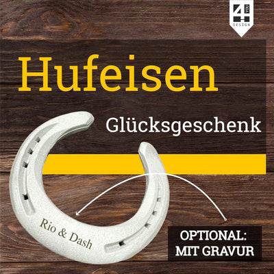 4you Design Echtes Hufeisen in Holz-Geschenkschachtel zur Verlobung mit Gravur – 2 Hufeisennägel zum