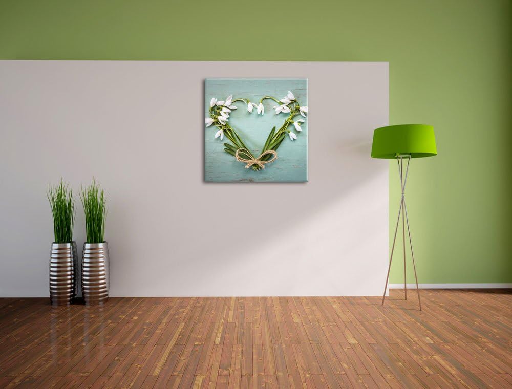 Pixxprint Herz aus Blumen, Format: 70x70 auf Leinwand, XXL riesige Bilder fertig gerahmt mit Keilrah