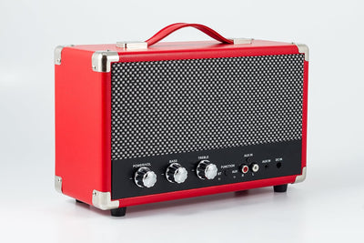 GPO Westwood Retro 25 Watt Lautsprecher mit Bluetooth und Tragegriff - Rot, Rot