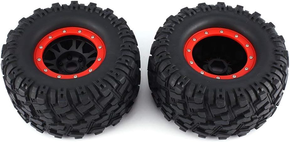 KEEDA 2PCS 165mm Gummi Reifen und Beadlock Felgen 17mm Sechskant Räder für 1/8 TRAXXAS Redcat HPI HS