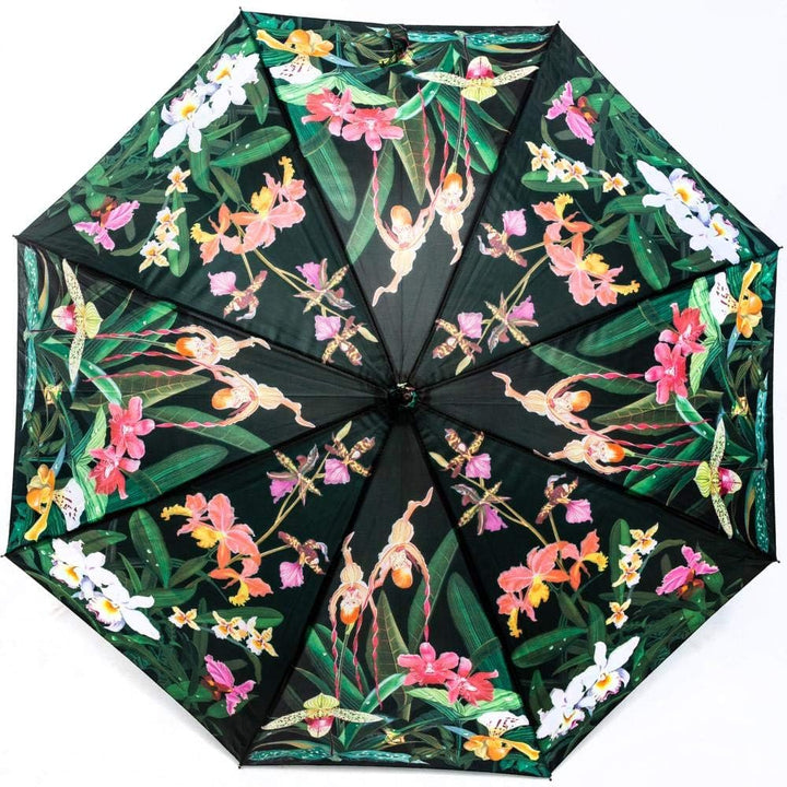 LUCKYWEATHER Regenschirm Stockschirm Damen Motiv Orchidee Auf-Automatik I Stockregenschirm gross und