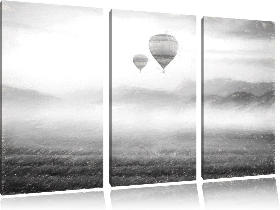 Pixxprint Heissluftballon Landschaft als Leinwandbild/Grösse: 3 Teilig (120x80 cm) cm/Wandbild/Kunst