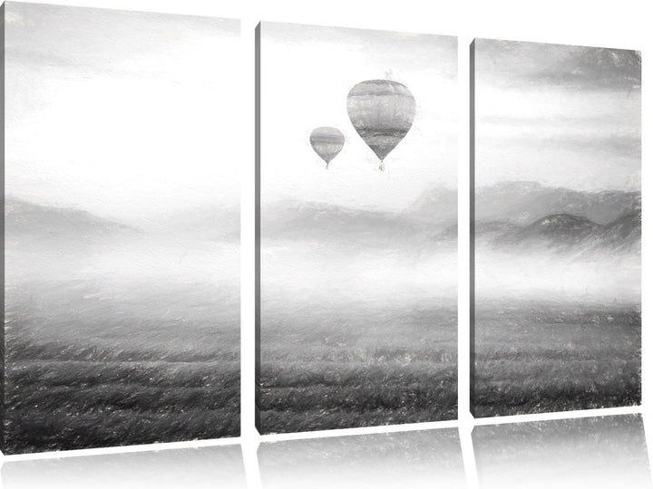 Pixxprint Heissluftballon Landschaft als Leinwandbild/Grösse: 3 Teilig (120x80 cm) cm/Wandbild/Kunst