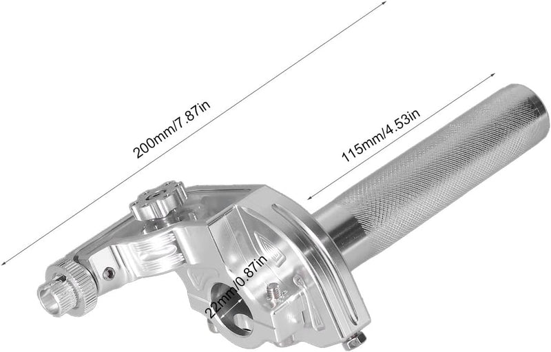 VOBOR CNC Aluminium Gasgriffe 22mm/0.87in Motorrad Lenker Ersatz Lenker Gasgriff(Silber), Silber