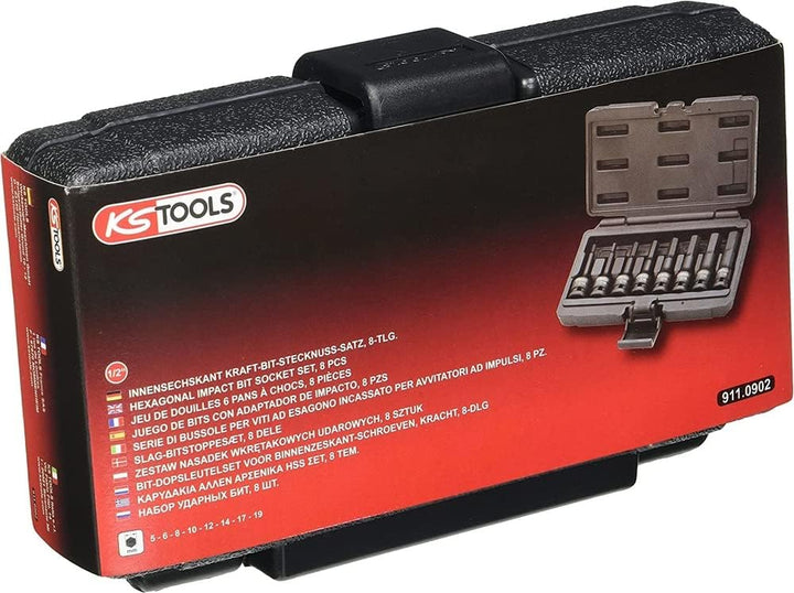 KS Tools 1/2'' SECHSKANT-KRAFTBITNuss-SATZ 8tlg 5-6-8-10-12-14-17-19mm