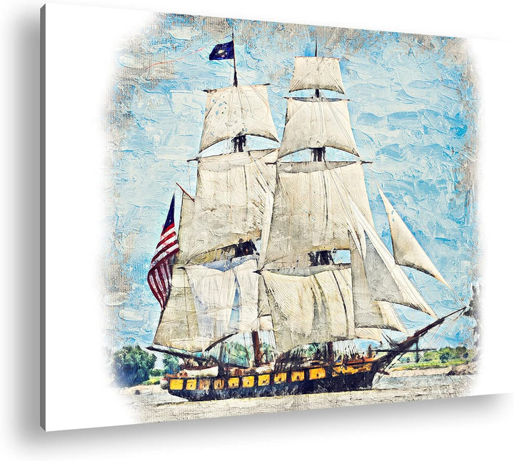 deyoli altes Flaggschiff Format: 80x60 als Leinwandbild, Motiv fertig gerahmt auf Echtholzrahmen, Ho