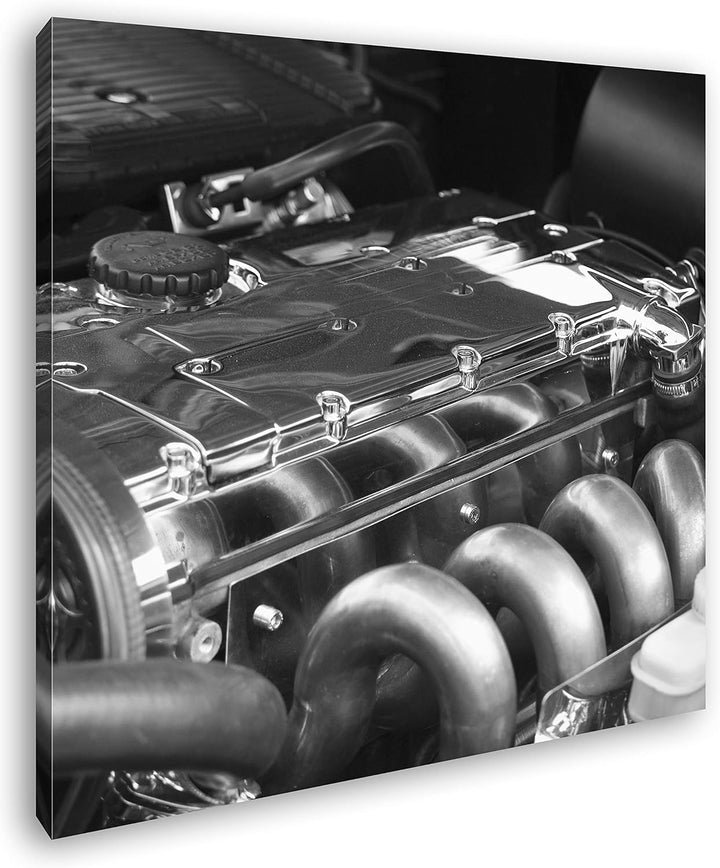 deyoli Motorblock Format: 70x70 Effekt: Schwarz&Weiss als Leinwandbild, Motiv fertig gerahmt auf Ech