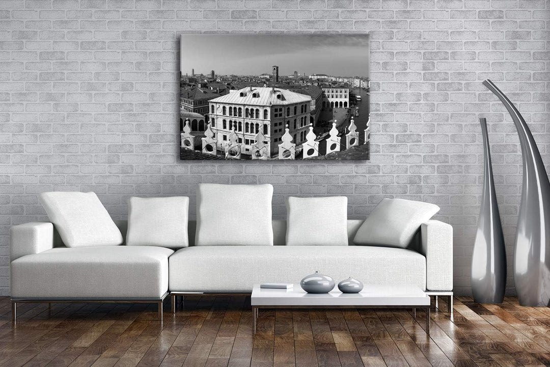 deyoli Skyline von Venedig Format: 80x60 Effekt: Schwarz&Weiss als Leinwandbild, Motiv fertig gerahm
