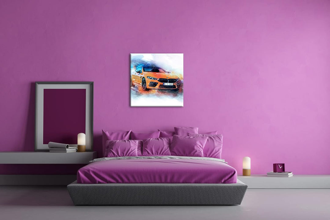 küstlericher Sportwagen Format: 60x60 als Leinwandbild, Motiv fertig gerahmt auf Echtholzrahmen, Hoc