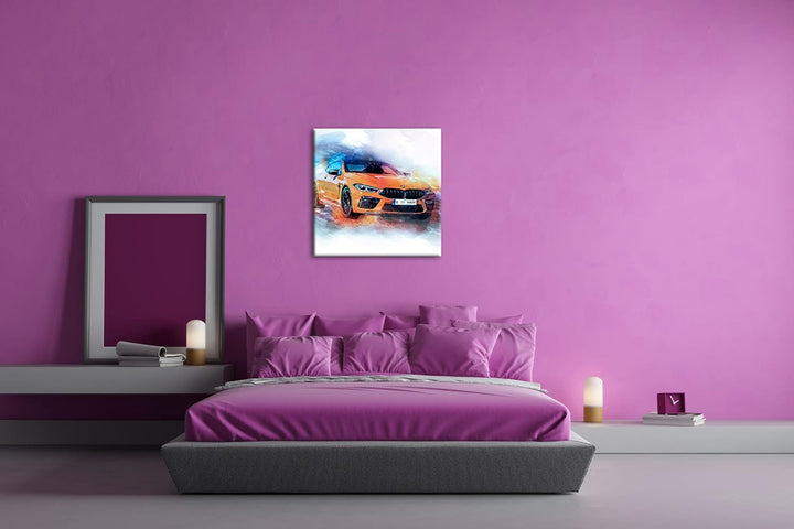 küstlericher Sportwagen Format: 60x60 als Leinwandbild, Motiv fertig gerahmt auf Echtholzrahmen, Hoc
