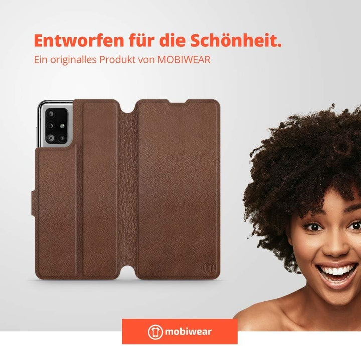 Mobiwear | Echt Lederhülle | Kompatibel mit Samsung Galaxy M51, Made in EU handyhülle, Slim Leather