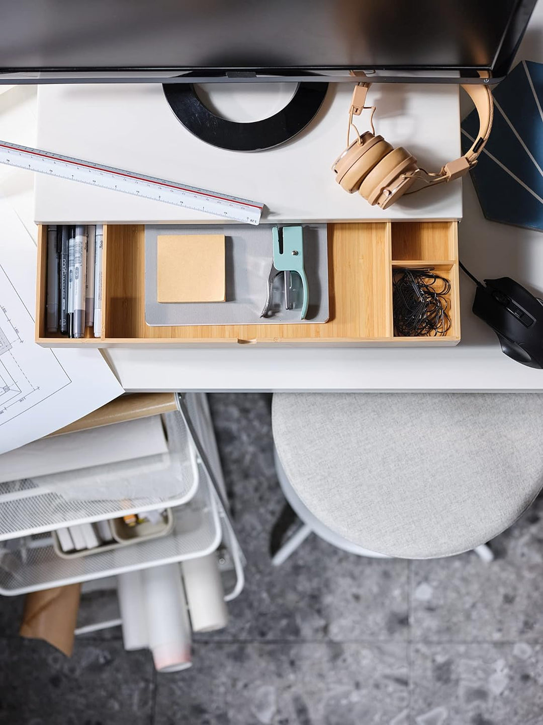 IKEA ELLOVEN Monitorständer mit Schublade, Weiss