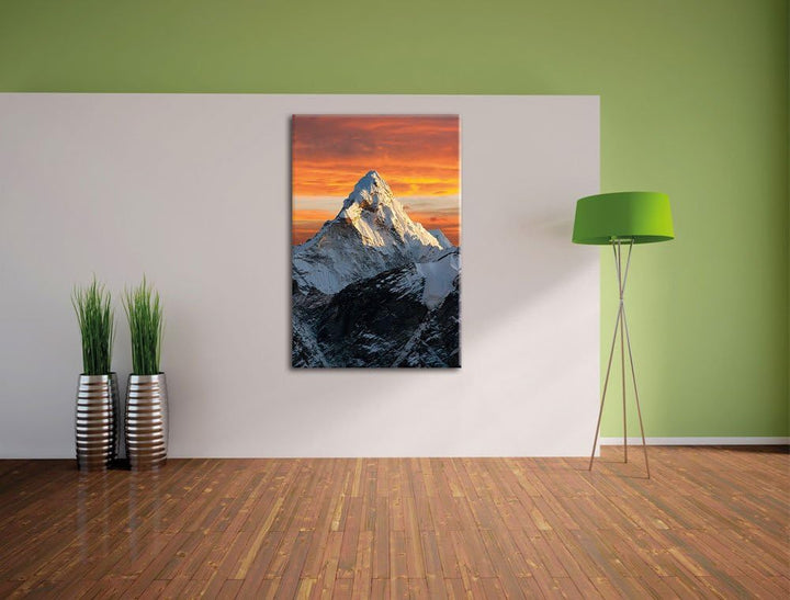 Berge in der Sonne, Format: 100x70 auf Leinwand, XXL riesige Bilder fertig gerahmt mit Keilrahmen, K