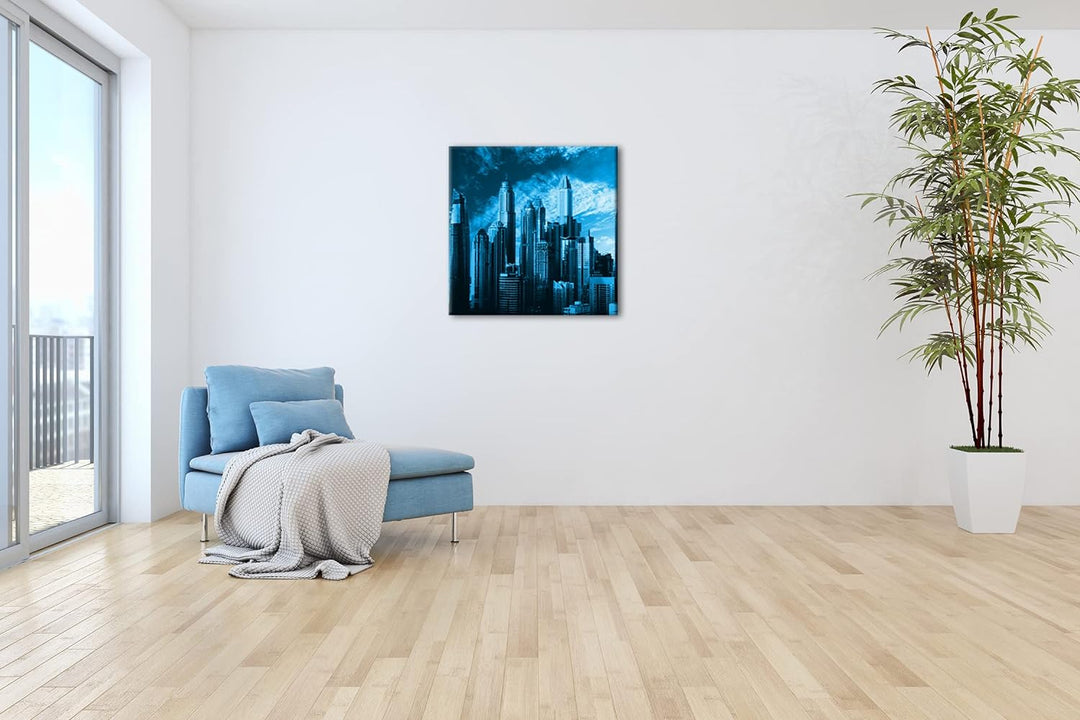 deyoli Hochhäuser Einer Millionenstadt Format: 60x60 Effekt: Monocrome Blau als Leinwand, Motiv fert