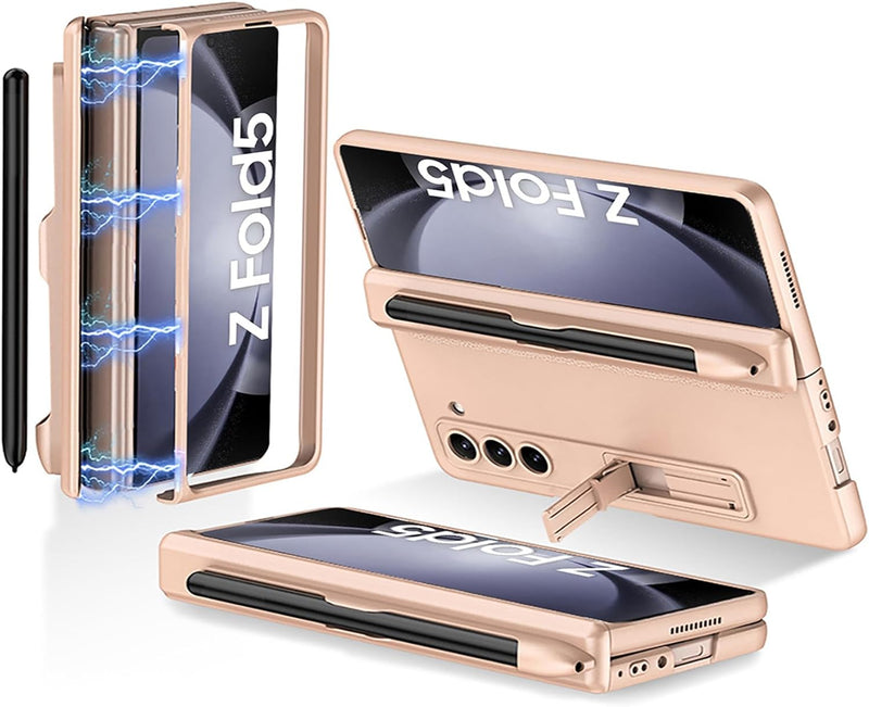 Miimall Kompatibel mit Samsung Galaxy Z Fold 5 Hülle, Fold 5 Hülle mit Stifthalter [Magnetischer Sch