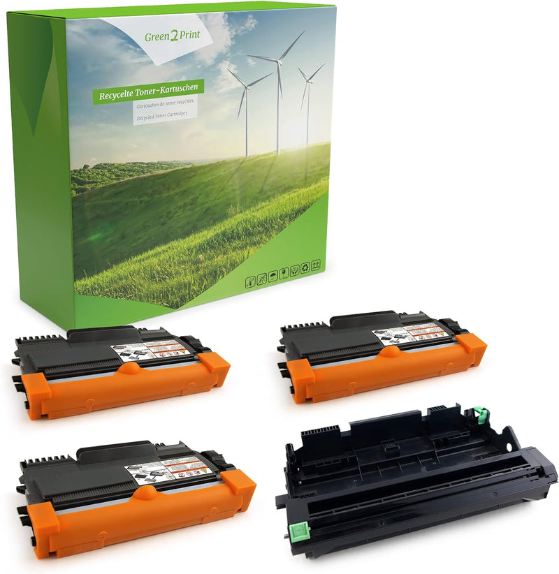Green2Print 3X Toner, 1x Trommel 3X 2600, 1x 12000 Seiten ersetzt Brother DR-2200, TN-2220 passend f