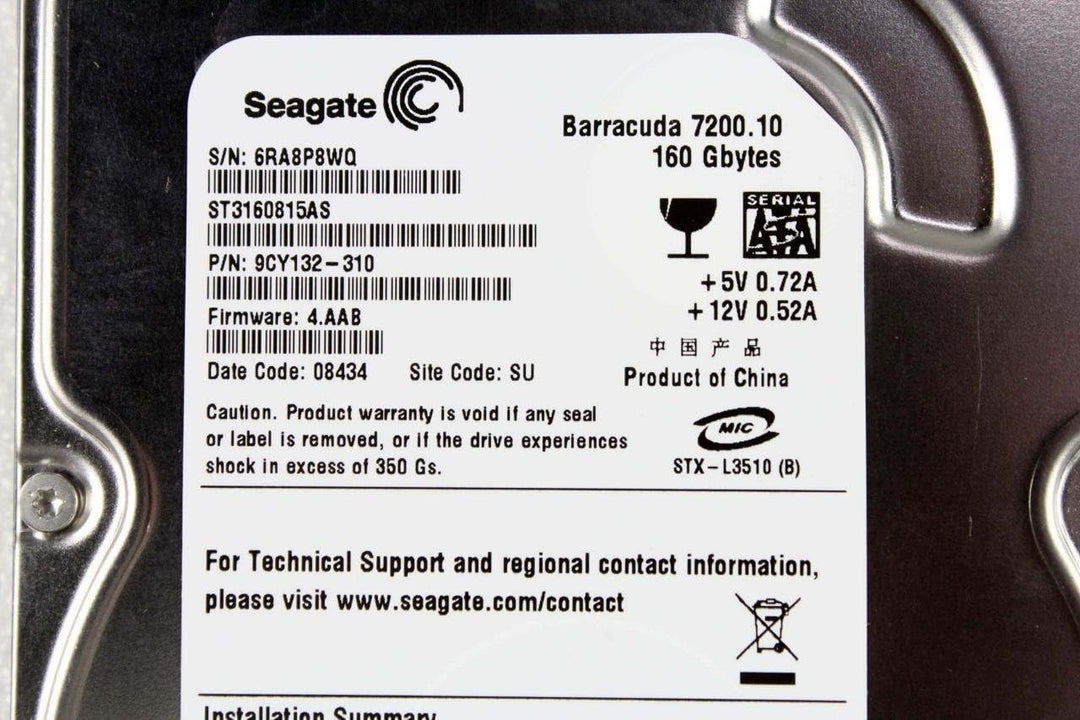 Seagate ST3160815A Interne Festplatte 160 GB (8,9 cm (3,5 Zoll), 7200 rpm, 8 MB Cache)