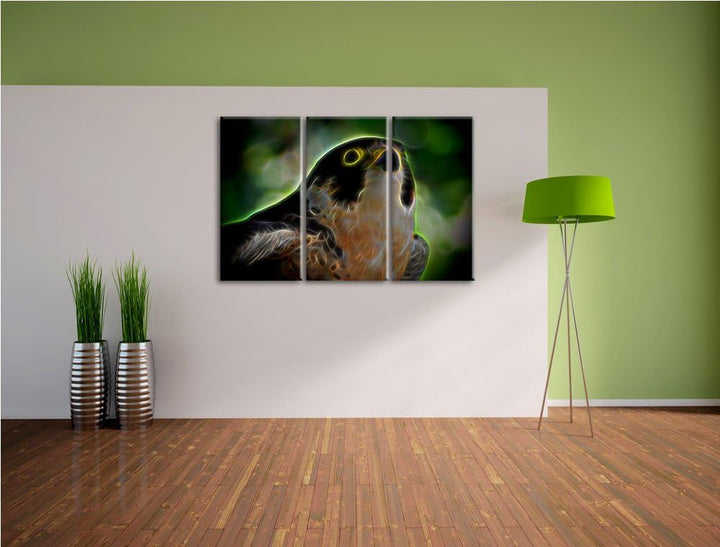 Dark schöner grauer Adler NewArt 3-Teiler Leinwandbild 120x80 Bild auf Leinwand, XXL riesige Bilder