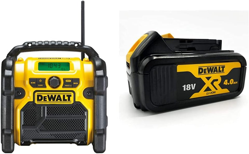 DeWalt Akku- und Netz-Radio/Baustellen-Radio (für 10,8-18 V, 3.5 mm Aux Eingang, 1.8 m Kabel) & Ersa