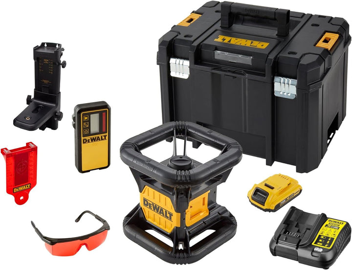 DEWALT 18V Akku Rotationslaser Rot DCE074D1R (mit einfachem Vertikal-Lot, selbstnivellierender, Arbe