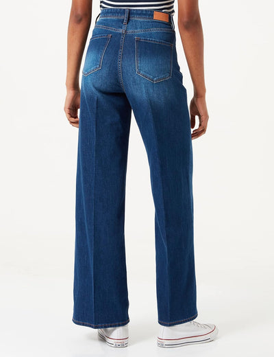 s.Oliver Damen Regular: Jeans-Culotte 34W / 30L Blue Stretched Den, 34W / 30L Blue Stretched Den