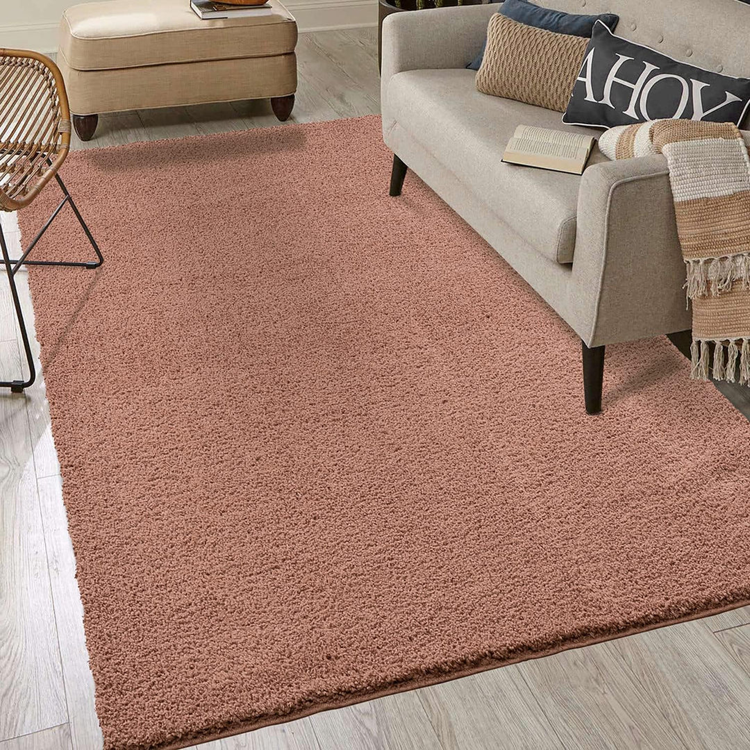 payé Teppich Hochflor Wohnzimmer - Pink - 200x200cm - Shaggy Einfarbig Soft Weich Schlafzimmer Kinde
